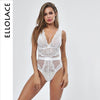 Image of Ellolace Summer Lace Bodysuit Women Floral Embroidery Deep V Neck Sexy Bodysuit Dot Patchwork Jumpsuit Overalls 2019 Femlae Body