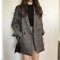 Women's check long sleeve cotton jacket