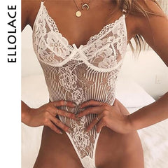 Ellolace Neon Summer 21 Colors Lace Bodysuit Women Floral Embroidery Bow Tie Transparent Sexy Bodysuit Jumpsuit Overalls Party