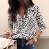 Image of Fashion Women Long Sleeve Leopard Blouse V neck Shirt Ladies OL Party Top Dames Streetwear blusas femininas elegante Plus Size