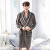 Image of Winter Thick Warm Female Coral Fleece Kimono Robe Lovers Couple Nightgown