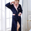 Image of Winter Thick Warm Female Coral Fleece Kimono Robe Lovers Couple Nightgown