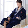 Image of Winter Thick Warm Female Coral Fleece Kimono Robe Lovers Couple Nightgown