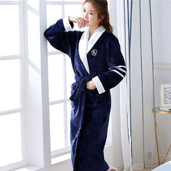 Winter Thick Warm Female Coral Fleece Kimono Robe Lovers Couple Nightgown