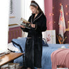 Image of Winter Thick Warm Female Coral Fleece Kimono Robe Lovers Couple Nightgown