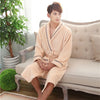 Image of Winter Thick Warm Female Coral Fleece Kimono Robe Lovers Couple Nightgown