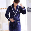 Image of Winter Thick Warm Female Coral Fleece Kimono Robe Lovers Couple Nightgown