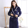 Image of Winter Thick Warm Female Coral Fleece Kimono Robe Lovers Couple Nightgown