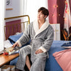 Image of Winter Thick Warm Female Coral Fleece Kimono Robe Lovers Couple Nightgown