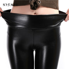 Women Faux Leather Leggings Winter Keep Warm High Waist