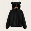 Image of y Lovely With Bears Ears Solid Teddy Hoodie Pullovers Sweatshirt