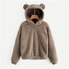 Image of y Lovely With Bears Ears Solid Teddy Hoodie Pullovers Sweatshirt