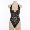 Image of Cryptographic Backless halter lace bodysuit