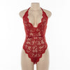 Image of Cryptographic Backless halter lace bodysuit