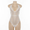 Image of Cryptographic Backless halter lace bodysuit