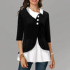 Image of Patchwork Plus Size Tunic Female Turn Down Collar