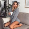 Image of Women Sexy Cute Playsuit Autumn Winter Warm Coral Fleece Velvet Long Sleeve