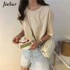 Image of Jielur Tee Shirt 15 Solid Color Basic T Shirt Women Casual O-neck Harajuku Summer Top Korean Hipster White Tshirt S-XL Dropship