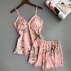 Image of Sleep Lounge Pajama Set Sexy Satin Sleepwear Women Summer Pyjama