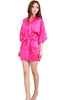 Image of Women Silk Satin Short Night Robe Solid Kimono