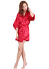 Image of Women Silk Satin Short Night Robe Solid Kimono