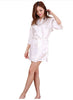 Image of Women Silk Satin Short Night Robe Solid Kimono