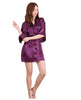 Image of Women Silk Satin Short Night Robe Solid Kimono