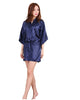 Image of Women Silk Satin Short Night Robe Solid Kimono