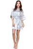 Image of Women Silk Satin Short Night Robe Solid Kimono