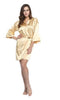 Image of Women Silk Satin Short Night Robe Solid Kimono