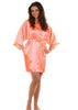 Image of Women Silk Satin Short Night Robe Solid Kimono