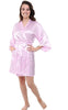 Image of Women Silk Satin Short Night Robe Solid Kimono