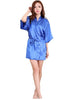 Image of Women Silk Satin Short Night Robe Solid Kimono