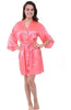 Image of Women Silk Satin Short Night Robe Solid Kimono