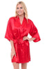 Image of Women Silk Satin Short Night Robe Solid Kimono