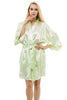 Image of Women Silk Satin Short Night Robe Solid Kimono