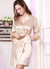 Image of Women Silk Satin Short Night Robe Solid Kimono