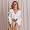 Image of Women Ladies Chiffon Ruffle Bell Sleeve Loose  Shirt Top Summer Blouse UK