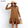 Image of Women Autumn Dress Fashion Polka Dot Chiffon Dress Long Sleeve