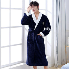 Thicken Warm Couple Flannel Robe Winter Long Sleeve