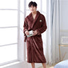 Image of Thicken Warm Couple Flannel Robe Winter Long Sleeve