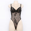 Image of Cryptographic Black bow lace bodysuit women backless transparent sexy body jumpsuit