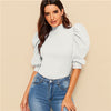 Image of Elegant Red Puff Sleeve Blouse Women