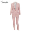 Image of Plaid double breasted women blazer suit set Long sleeve office ladies pant