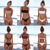 Image of Women Solid Bikini Set Push-up Unpadded Bra Swimsuit