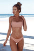 Image of Women Solid Bikini Set Push-up Unpadded Bra Swimsuit