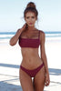 Image of Women Solid Bikini Set Push-up Unpadded Bra Swimsuit