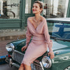 Image of Sexy v-neck women knitted skirt suits