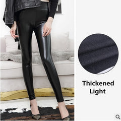 High Waist Leather Leggings for Women Black Light&Matt Thin&Thick