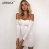 Image of Sexy Off Shoulder Long Sleeve Bodycon Elastic Bodycon Dress